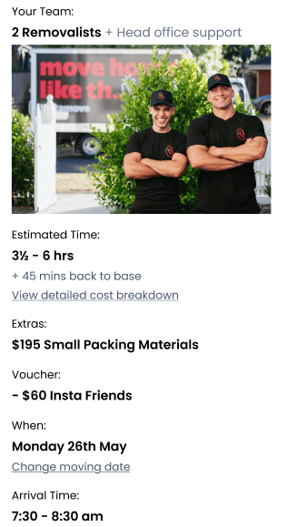 Example Instamove backloading quote