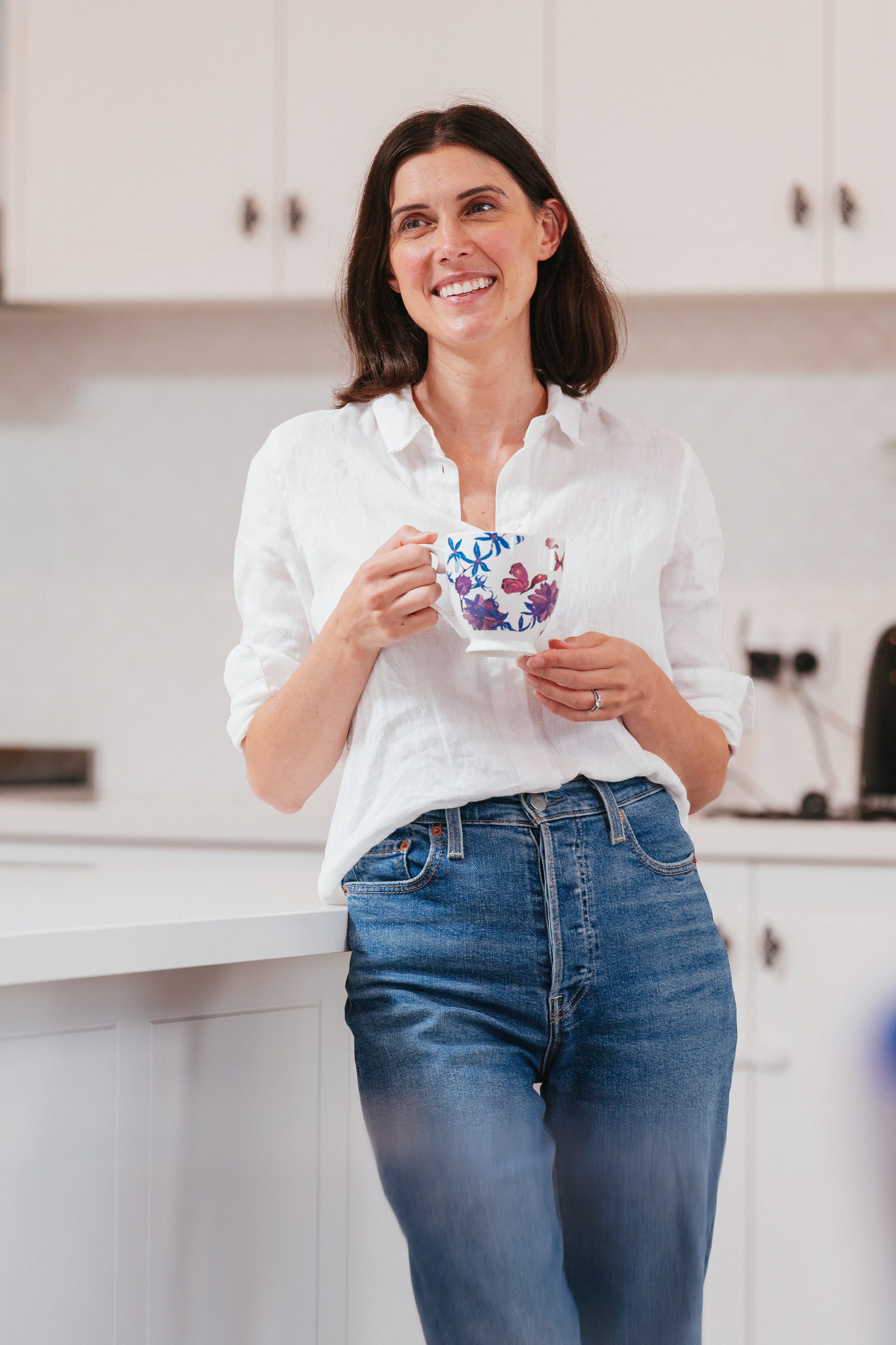 Packing specialist with teacup